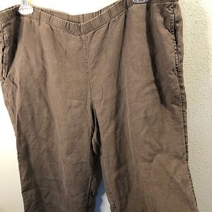 J Jill Brown Linen Crop Pants